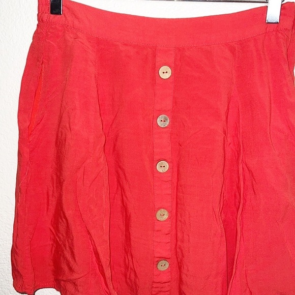 ModCloth Salmon Pull On Decorative Button Mini Skirt - Picture 2 of 11